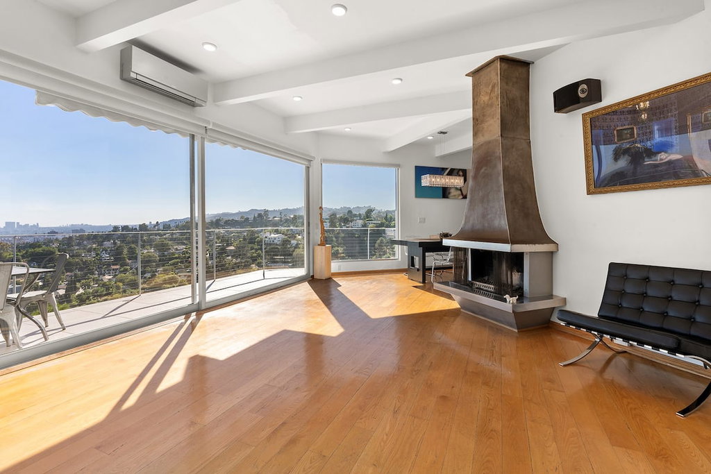 Breathtaking panoramic view of LA all the way to the ocean in the horizon.